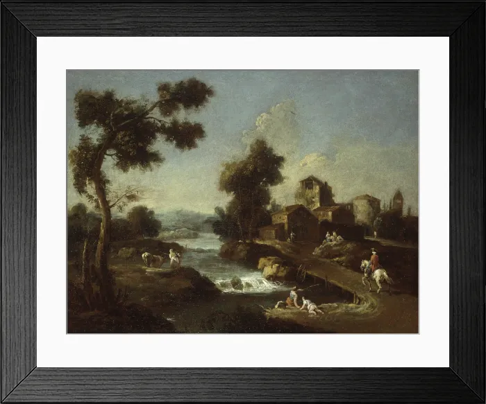 Framed Print : Landscape with Road, Cottages and Man Riding, by Giuseppe Zais, 1760 - 1770, 18th Century, oil on canvas - Italy, Lombardy, Milan, Castello Sforzesco Framed Print : Landscape with Road, Cottages and Man Riding, by Giuseppe Zais, 1760 - 1770, 18th Century, oil on canvas - Italy, Lombardy, Milan, Castello Sforzesco