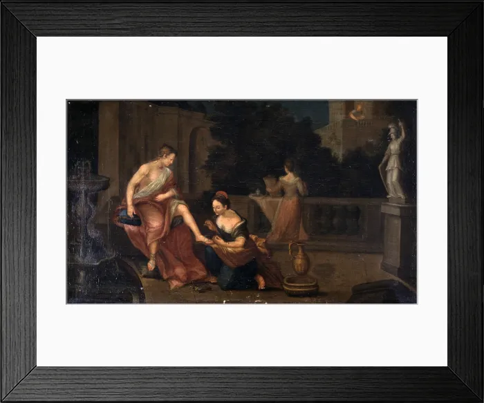 Framed Print : Bathsheba Bathing, by Unknown North-Italian Artist, 1700 - 1720, 18th Century, oil on canvas - Italy, Lombardy, Milan, Castello Sforzesco, Civic Collection of Ancient Art