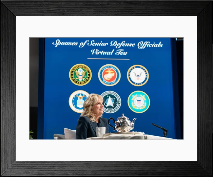 Framed Print : First Lady ill Biden hosts in a virtual tea with the spouses of senior Defense officials, Feb. 3, 2021 (BSLOC_2021_4_20)