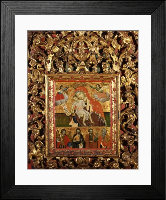 Framed Print : Mother of God with Saints, by Joani etiri and Master Stefan, 1810, 19th Century, tempera on wood - Albania, Berat, Onufri Museum. Whole artwork view