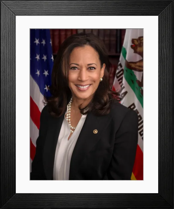 Framed Print : Kamala Harris in her official Senatorial portrait. She was elected from California in 2016, and ran for the Democratic presidential nomination in 2020 (BSLOC_2021_4_23) Framed Print : Kamala Harris in her official Senatorial portrait. She was elected from California in 2016, and ran for the Democratic presidential nomination in 2020 (BSLOC_2021_4_23)