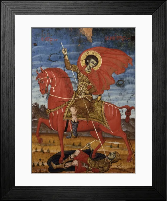 Framed Print : Saint Demetrio, by Joani etiri, 17th Century, tempera on wood - Albania, Tirana, Institute for Cultural Monuments. Whole artwork view