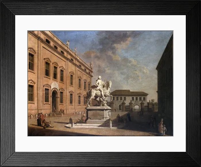 Framed Print : Saint Augusti Square in Modena with the equestrian monument of Francis III Este, by Giuseppe Maria Soli, 1775, 18th Century, oil on canvas - Italy, Lombardy, Milan Framed Print : Saint Augusti Square in Modena with the equestrian monument of Francis III Este, by Giuseppe Maria Soli, 1775, 18th Century, oil on canvas - Italy, Lombardy, Milan
