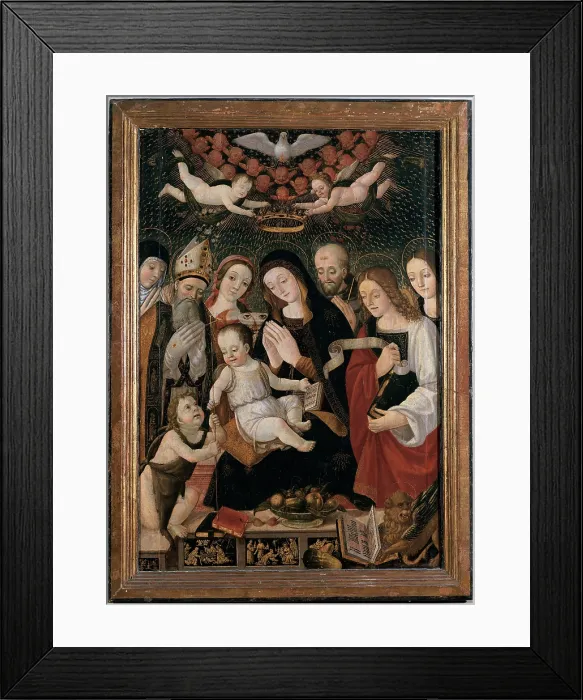Framed Print : Francesco da Montereale, Madonna and Child with Saints, 16th Century, canvas, Italy, Abruzzo, L'Aquila, San Bernardino Church