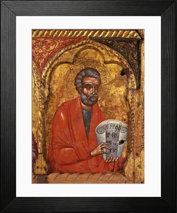Framed Print : Deesis with Apostoles, by Nicholas, tempera on wood - Albania. Detail Framed Print : Deesis with Apostoles, by Nicholas, tempera on wood - Albania. Detail