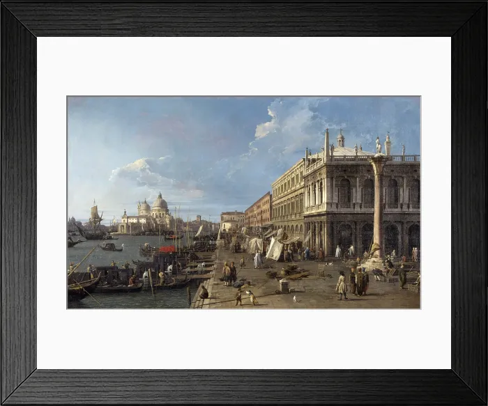 Framed Print : Dock facing the Zecca with the Coloumn of Saint Teodoro, by Giovanni Antonio Canal also known as il Canaletto, 1735, 18th Century, oil on canvas - Italy, Lombardy, Milan