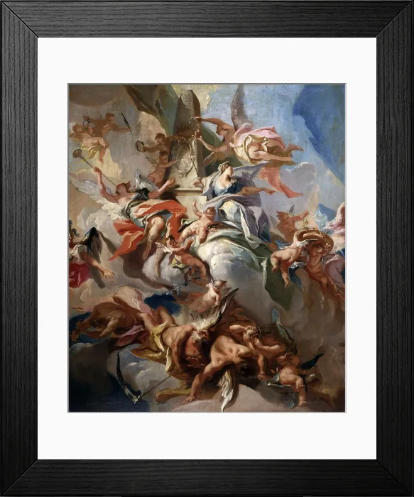 Framed Print : Glorification of the Duke Eberhard Ludwig of Wurttemberg, by Carlo Innocenzo Carlone (Carloni), 1734, 18th Century, oil on canvas - Italy, Lombardy, Milan, Castello Sforzesco