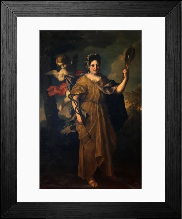 Framed Print : Allegory of Prudence, attributed to Donato Mazzolino, 1710 - 1720, 18th Century, oil on canvas - Italy, Lombardy, Milan, Castello Sforzesco, Civic Collections of Ancient Art
