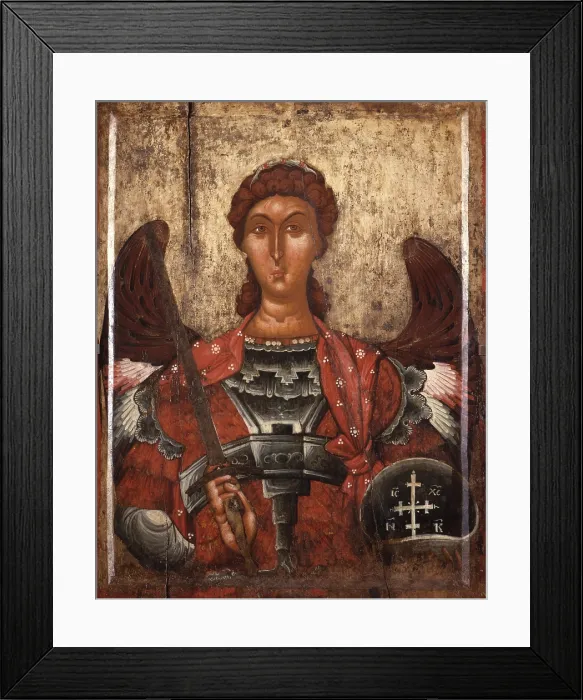 Framed Print : Archangel Michael, by Unknown Artist from Kora, tempera on wood - Albania, Kora, National Museum of Medioeval Art. Whole artwork view