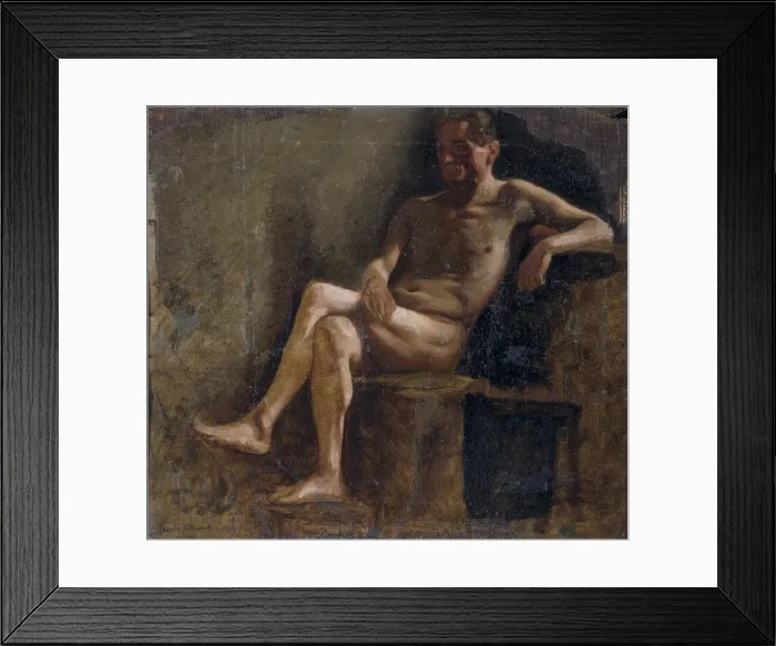 Framed Print : Study for a Male Nude (Studio di nudo maschile), by Demetrio Cosola, 1870 - 1895, 19th Century, oil on board - Private collection. Whole artwork view Framed Print : Study for a Male Nude (Studio di nudo maschile), by Demetrio Cosola, 1870 - 1895, 19th Century, oil on board - Private collection. Whole artwork view