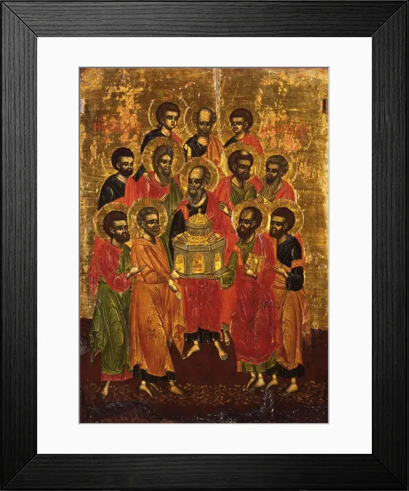 Framed Print : Council of the Holy Apostles, by Kostantin Jeromonaku, tempera on wood, 17th Century - Albania, Tirana, Institute for Cultural Monuments. Whole artwork view Framed Print : Council of the Holy Apostles, by Kostantin Jeromonaku, tempera on wood, 17th Century - Albania, Tirana, Institute for Cultural Monuments. Whole artwork view