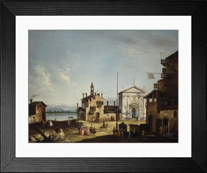 Framed Print : Immaginary View with Village on a Lagoon, by Francesco Albotto, 1750 - 1757, 18th Century, oil on canvas - Italy, Lombardy, Milan, Castello Sforzesco