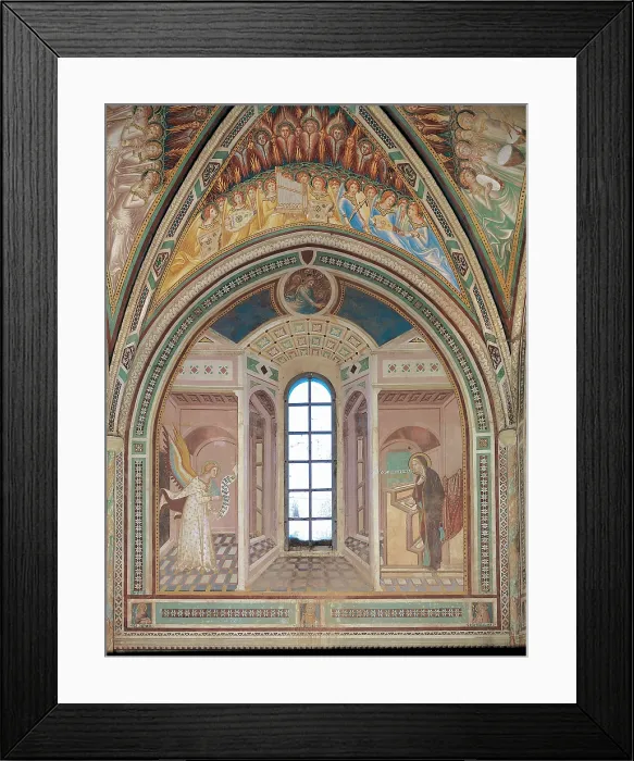 Framed Print : Vanni Lippo, The Annunciation, 1360 - 1370, 14th Century, fresco, Italy, Tuscany, Pian del Lago, Siena Framed Print : Vanni Lippo, The Annunciation, 1360 - 1370, 14th Century, fresco, Italy, Tuscany, Pian del Lago, Siena