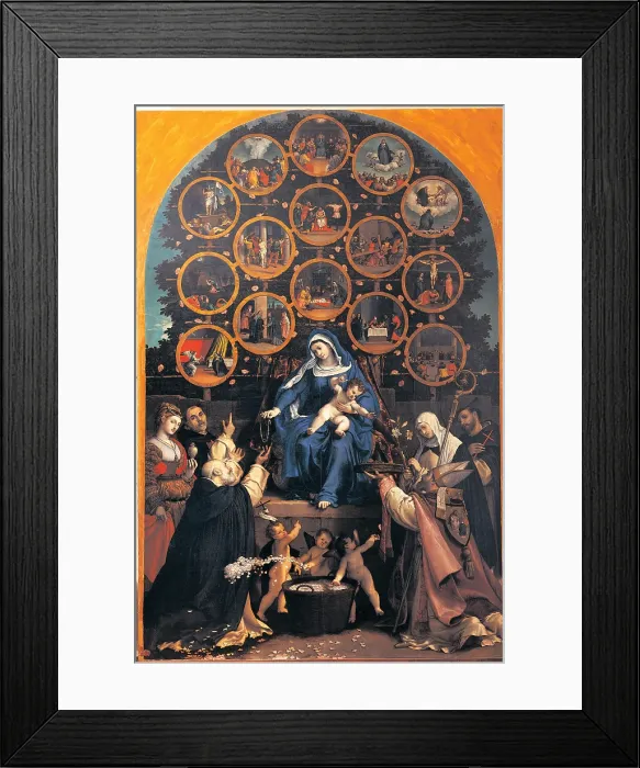Framed Print : Lotto Lorenzo, Madonna of the Rosary (Cingoli Altarpiece), 1539, 16th Century, canvas, Italy, Marche, Cingoli, Macerata