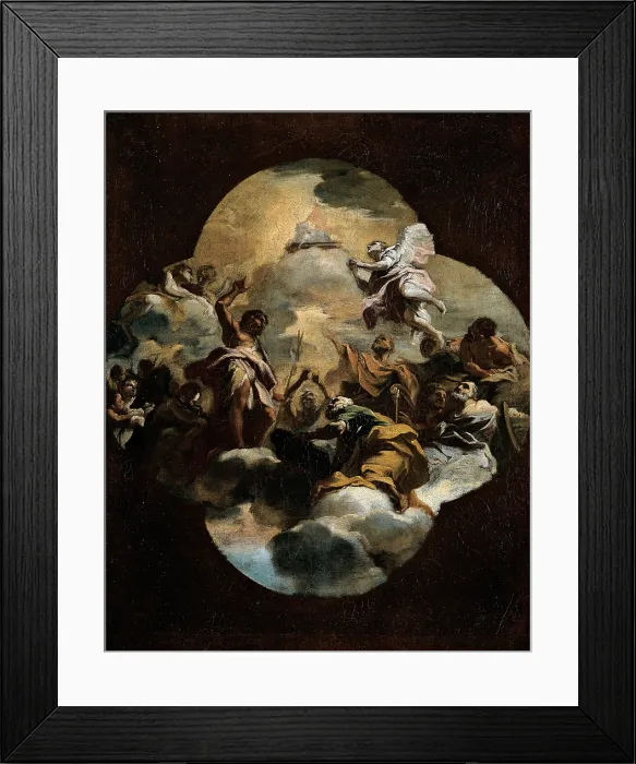 Framed Print : Legnani Stefano Maria known as Legnanino, Glory of the Mystic Lamb with the Baptist and Other Saints, 1690 - 1693, 17th Century, oil on canvas, Italy, Lombardy, Monza, Brianza