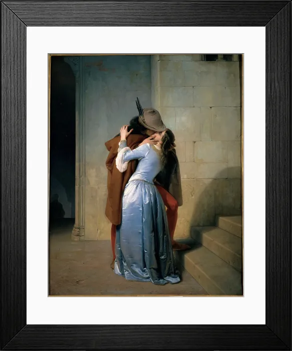 Framed Print : Hayez Francesco, The Kiss, 1859, 19th Century, oil on canvas, Italy, Lombardy, Milan, Brera Art Gallery, (621297) Everett CollectionMondadori Portfolio**US SALES ONLY**