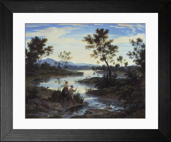 Framed Print : To the sources of Clitunno, by Joseph Anton Koch, 1825, 19th Century, oil on canvas, 24, 6 x 31 cm - Germany, Stuttgart, Stuttgart State Gallery. Whole artwork view