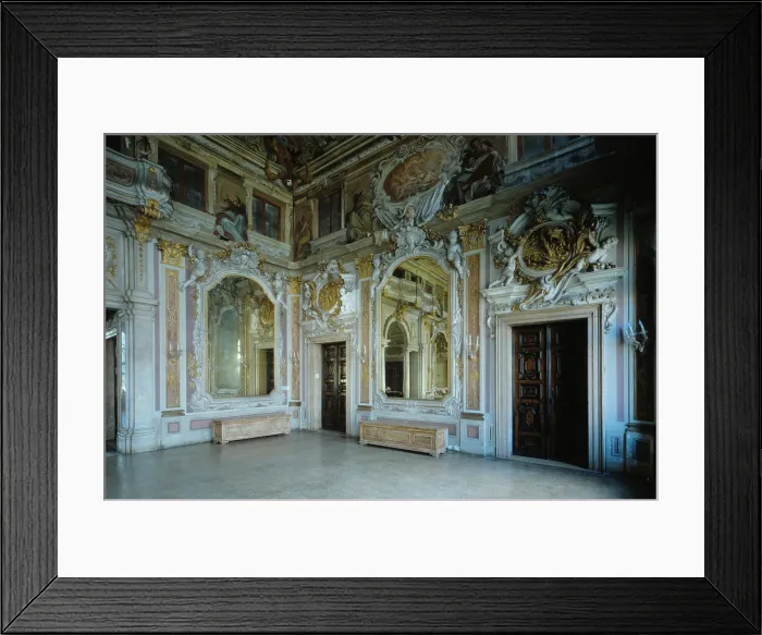 Framed Print : Decorations of the Ballroom in Ca Zenobio in Venice, by Antonio Gaspari, Lodovico Louis Dorigny, 1685, 17th century, stucco and fresco - Italy, Veneto, Venice