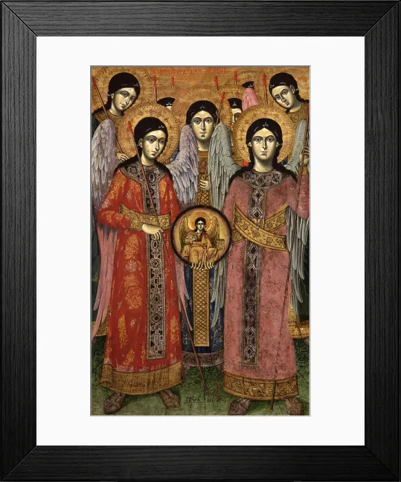 Framed Print : Synaxis of the Archangels, by Unknown Artist from Myzeqeja, Central Albania, 1786, 18th Century, tempera on wood - Albania, Tirana, Institute for Cultural Monuments