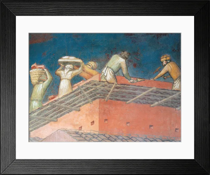 Framed Print : Lorenzetti Ambrogio, The Effects of Good Government in the City, 1338 - 1339, 14th Century, fresco, Italy, Tuscany, Siena