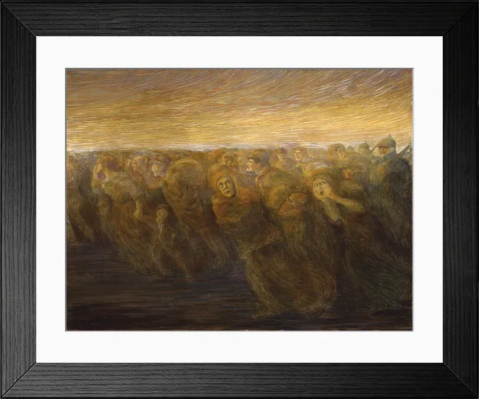 Framed Print : Horrors of War - Exodus, by Gaetano Previati, 1917 - 1918, 20th Century, oil on canvas - Private collection. Whole artwork view