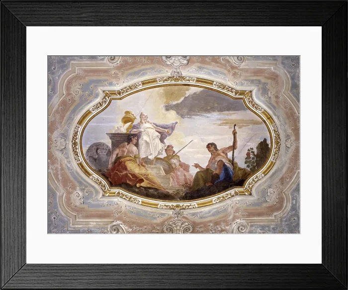 Framed Print : Judgment of Paride, by Francesco Fontebasso, 18th century, fresco - Italy, Veneto, Venice, Bold Palace. Whole artwork view Framed Print : Judgment of Paride, by Francesco Fontebasso, 18th century, fresco - Italy, Veneto, Venice, Bold Palace. Whole artwork view