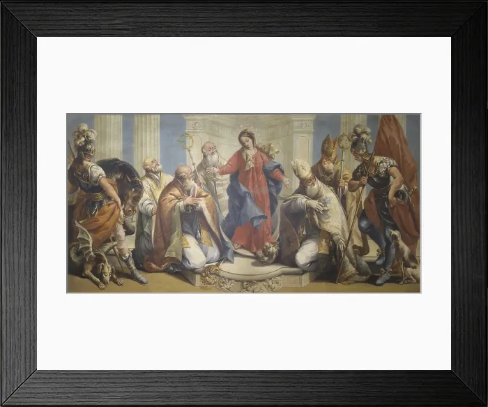 Framed Print : Our Lady among the saints protecting Belluno, by Antonio Gabrieli, 1748, 18th century, canvas - Italy, Veneto, Belluno, Civic Museum. Whole artwork view Framed Print : Our Lady among the saints protecting Belluno, by Antonio Gabrieli, 1748, 18th century, canvas - Italy, Veneto, Belluno, Civic Museum. Whole artwork view