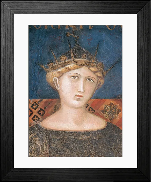 Framed Print : Lorenzetti Ambrogio, Allegory of Good Government, 1338 - 1340, 14th Century, fresco, Italy, Tuscany, Siena