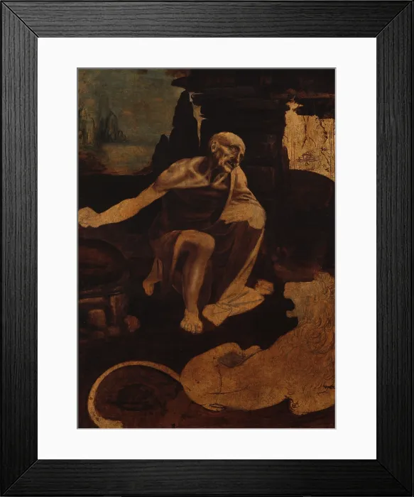 Framed Print : Saint Gerolamo, By Leonardo da Vinci, 1480 - 1485, 15th Century, oil and tempera on board, 103 x 75 cm - Vatican City, Vatican Museums. Whole artwork view