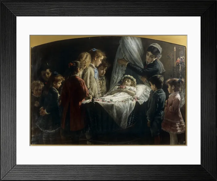 Framed Print : Visiting the Dead Little Girl (Visita alla piccola morta), by Demetrio Cosola, 1880, 19th Century, oil on canvas - Italy, Marche, Ascoli Piceno, Civic Collection Framed Print : Visiting the Dead Little Girl (Visita alla piccola morta), by Demetrio Cosola, 1880, 19th Century, oil on canvas - Italy, Marche, Ascoli Piceno, Civic Collection