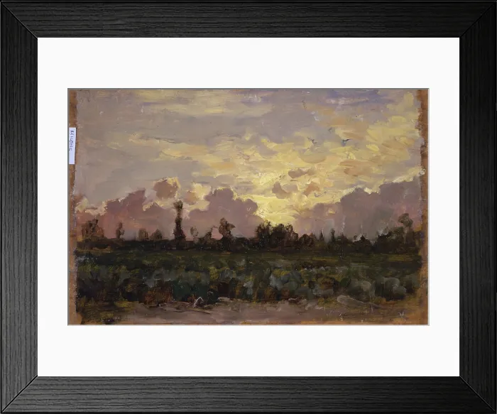 Framed Print : Golden Coluds (Nubi dorate), by Demetrio Cosola, 1870 - 1895, 19th Century, oil on board - Private collection. Whole artwork view