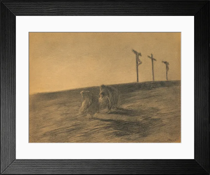 Framed Print : Previati Gaetano, Transportation of the dead body of Christ, 1900, 20th Century, charcoal and pencil on cardboard, Italy, Veneto, Venice