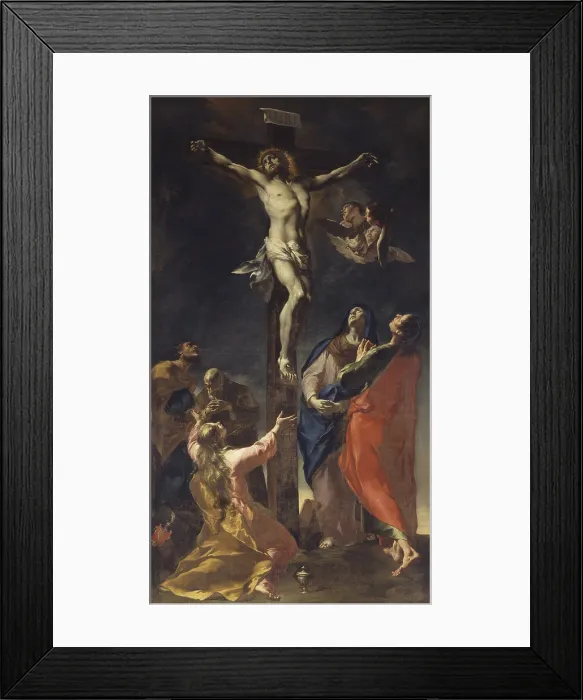Framed Print : Crucifixion, by Francesco Polazzo, 18th Century, canvas - Italy, Lombardy, Bergamo, Church of Saint Catherine. Whole artwork view Framed Print : Crucifixion, by Francesco Polazzo, 18th Century, canvas - Italy, Lombardy, Bergamo, Church of Saint Catherine. Whole artwork view