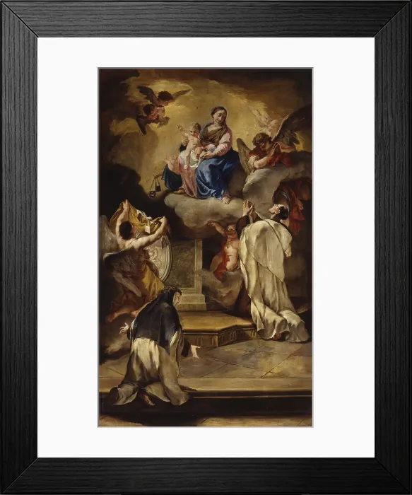 Framed Print : Madonna of the Carmelo, by Francesco Polazzo, 1737, 18th Century, canvas - Italy, Lombardy, Urgnano, Church of Saints Nazaro and Celso. Whole artwork view