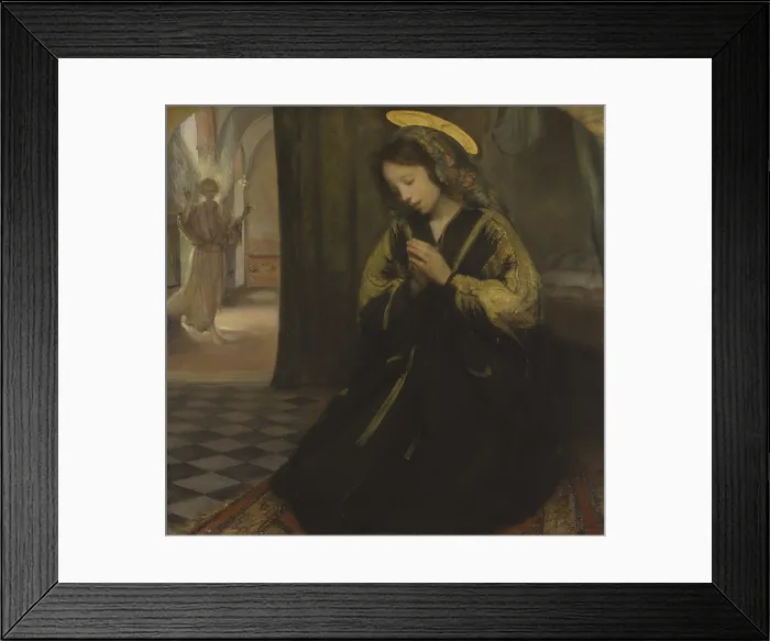 Framed Print : Annunciation, by Giuseppe Ricci, 1900, 20th Century, oil on canvas - Italy, Piedmont, Turin, Civic Gallery of Moderna and Contemporary Art - GAM. Whole artwork view