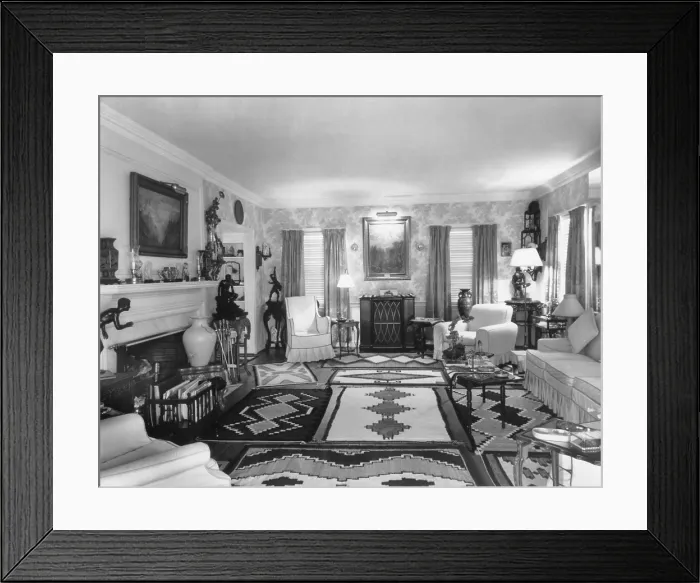 Framed Print : Living Room of J. Edgar Hoover's living room at the 4936 Thirtieth Place, NW Washington, D.C