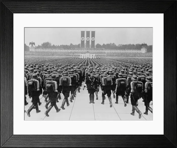 Framed Print : Members of the SS marching in formation on Nazi Party Day, Nuremberg. Germany, September 1937. (BSLOC_2014_7_7)