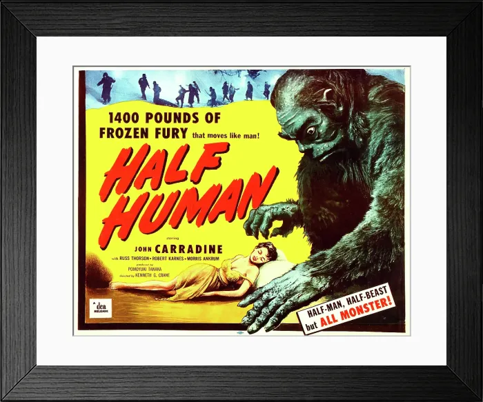 Framed Print : HALF HUMAN, (aka HALF HUMAN: THE STORY OF THE ABOMINABLE SNOWMAN), half-sheet poster, 1958