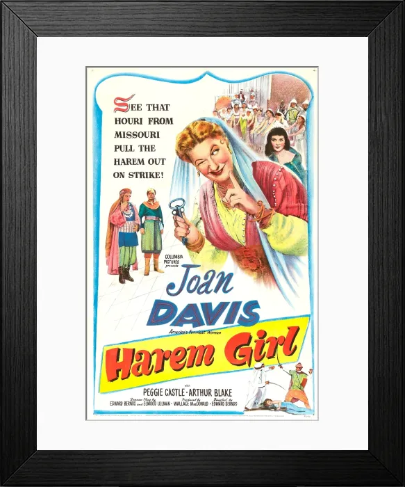 Framed Print : HAREM GIRL, US poster, Joan Davis (center), Peggie Castle (right), 1952