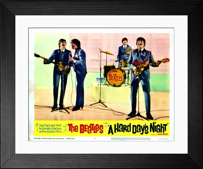 Framed Print : A HARD DAYS NIGHT, Paul McCartney, George Harrison, Ringo Starr, John lennon, 1964