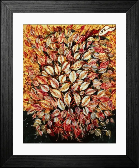 Framed Print : Leaves, by Sraphine Louis also known as de Senlis, 1928, 20th Century, oil on canvas, 92, 5 x 73 cm - Germany, Bnnigheim, Charlotte Zander Museum. Whole artwork view