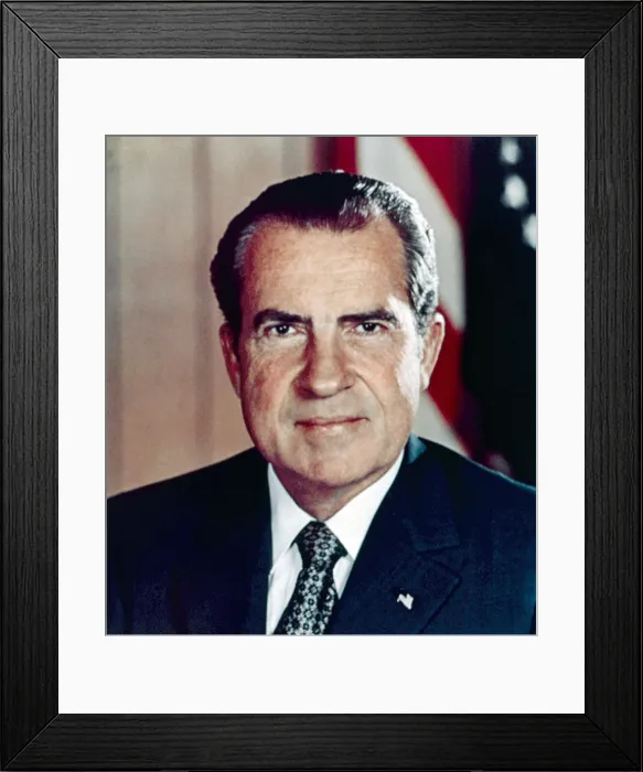 Framed Print : Richard M. Nixon, 37th president of the US from 1969-1974. He wears US flag lapel pin in this official White House portrait. (BSLOC_2021_6_2)