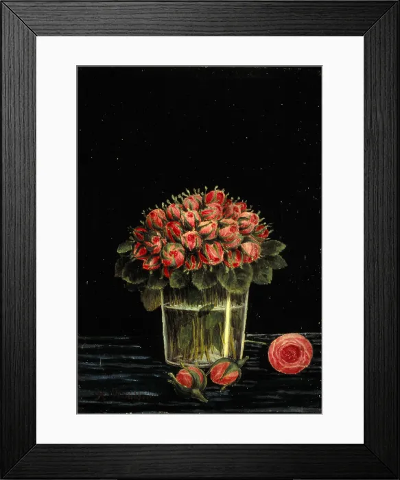 Framed Print : Bunch of Roses, by Henri Rousseau detto il Doganiere, 1882, 19th Century, oil on canvas, 25, 7 x 18, 7 cm - Germany, Bnnigheim, Charlotte Zander Museum. Whole artwork view