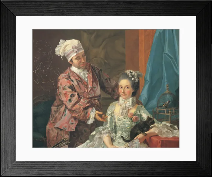 Framed Print : Baldrighi Giuseppe, Self -Portrait with Wife, 1756 - 1757, 18th Century, oil on canvas, Italy, Emilia Romagna, Parma