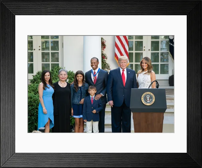 Framed Print : President Donald J. Trump presents the Presidential Medal of Freedom to Tiger Woods May 6, 2019