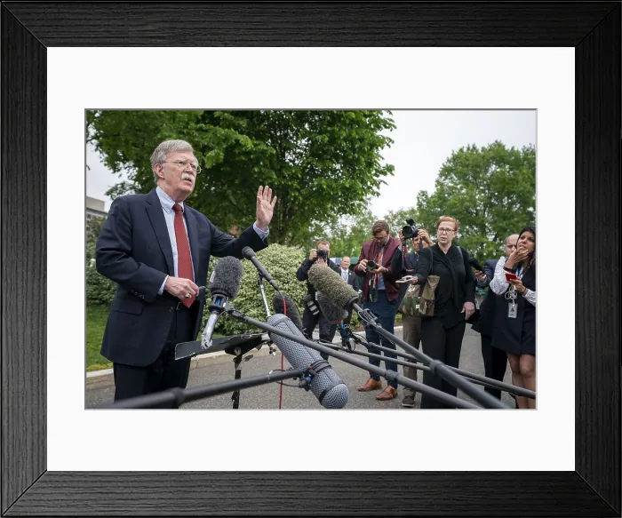 Framed Print : White House National Security Advisor Ambassador John Bolton talks to reporters about Venezuela, May 1, 2019 (BSLOC_2019_5_162) Framed Print : White House National Security Advisor Ambassador John Bolton talks to reporters about Venezuela, May 1, 2019 (BSLOC_2019_5_162)