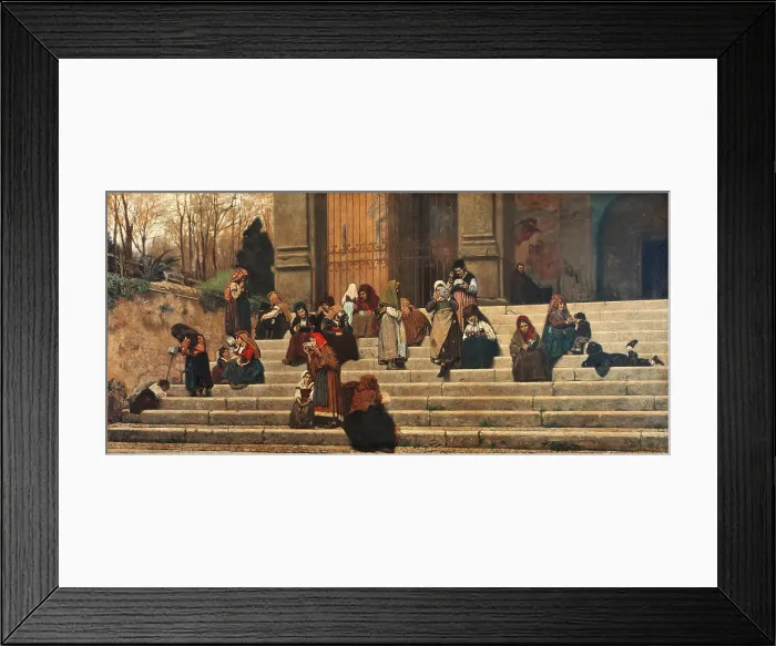 Framed Print : Poor people on the steps of the convent of Aracoeli or Impressions of Rome, by Federico Zandomeneghi, 1872, 19th Century, oil on canvas, 79 x 168 cm - Italy, Lombardy, Milan Framed Print : Poor people on the steps of the convent of Aracoeli or Impressions of Rome, by Federico Zandomeneghi, 1872, 19th Century, oil on canvas, 79 x 168 cm - Italy, Lombardy, Milan