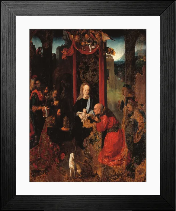 Framed Print : Adoration of the Magi, by Master of the Virgo inter Virgines, 1475 - 1499, 15th Century, oil on board - Italy, Lombardy, Brera Collection. Whole artwork view
