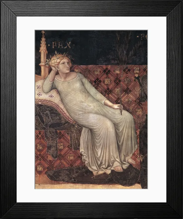 Framed Print : Lorenzetti Ambrogio, Allegory of Good Government, 1338 - 1340, 14th Century, fresco, Italy, Tuscany, Siena