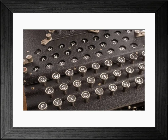 Framed Print : Enigma, the German cipher machine created for sending messages during World War 2. Enigma's settings offered 150, 000, 000, 000, 000, 000, 000 possible encryptions Framed Print : Enigma, the German cipher machine created for sending messages during World War 2. Enigma's settings offered 150, 000, 000, 000, 000, 000, 000 possible encryptions